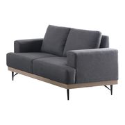 Charcoal gray faux linen fabric contemporary sofa additional photo 3 of 3