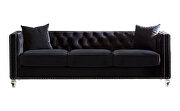 Sofa upholstered in a luxurious black velvet additional photo 2 of 5