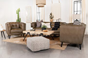 Upholstered button tufted sofa in brown microfiber by Coaster additional picture 3