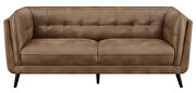 Upholstered button tufted sofa in brown microfiber by Coaster additional picture 5