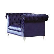 Button tufted blue velvet sofa additional photo 3 of 2