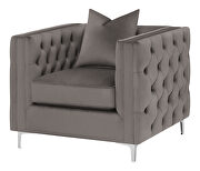 Tufted tuxedo arms chair in urban bronze fabric by Coaster additional picture 5