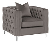 Tufted tuxedo arms chair in urban bronze fabric by Coaster additional picture 6