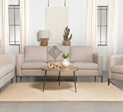 Upholstered track arms sofa in oatmeal herringbone fabric by Coaster additional picture 2