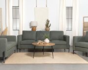 Upholstered track arms sofa in sage herringbone fabric by Coaster additional picture 2