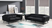 Track arms sofa with tapered legs in black leatherette by Coaster additional picture 3