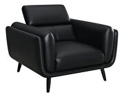 Track arms chair with tapered legs in black leatherette by Coaster additional picture 4