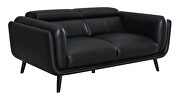 Track arms loveseat with tapered legs in black leatherette by Coaster additional picture 3