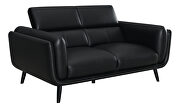 Track arms loveseat with tapered legs in black leatherette by Coaster additional picture 4