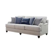 Light gray casual style sofa with blue pillows additional photo 3 of 4