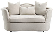 Beige chenille upholstery kidney-shaped base loveseat by Coaster additional picture 2