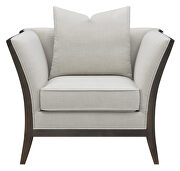 Beige linen-like fabric upholstery with coffee finish wood chair by Coaster additional picture 5