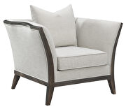 Beige linen-like fabric upholstery with coffee finish wood chair by Coaster additional picture 7