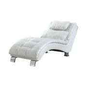 White leather chaise lounge chair by Coaster additional picture 2