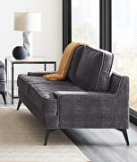 Upholstered in plush textured printed velvet sofa additional photo 5 of 5