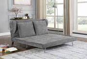 Velvet gray fabric sofa bed w/ chrome legs by Coaster additional picture 8