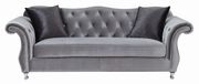 Glamourous silver velvet sofa w/ crystal tufts by Coaster additional picture 7