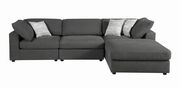 Linen blend fabric gray contemporary modular sectional additional photo 5 of 13
