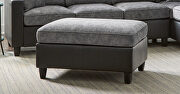 Versatile two piece sectional black leatherette frames the plush distressed velvet additional photo 3 of 3