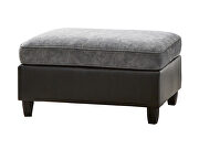 Ottoman black leatherette frames the plush distressed velvet by Coaster additional picture 2