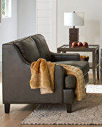 Upholstered in soft breathable gray leatherette sofa additional photo 5 of 6