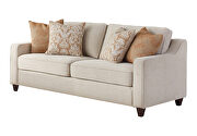 Sofa, upholstered in soft low pile textured beige chenille additional photo 3 of 4
