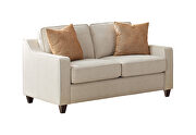 Loveseat, upholstered in soft low pile textured beige chenille additional photo 2 of 1