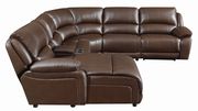 Reclining sectional sofa in chocolate brown leather by Coaster additional picture 2