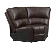 Three-piece modular motion sectional upholstered in a brown performance-grade leatherette by Coaster additional picture 2