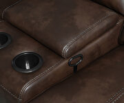 Three-piece modular motion sectional upholstered in a brown performance-grade leatherette by Coaster additional picture 3