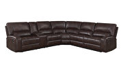 Three-piece modular motion sectional upholstered in a brown performance-grade leatherette by Coaster additional picture 7
