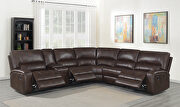 Three-piece modular motion sectional upholstered in a brown performance-grade leatherette by Coaster additional picture 9