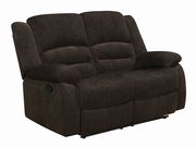 Dark brown fabric reclining sofa in casual style additional photo 4 of 5