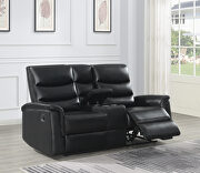 Motion sofa upholstered in black performance-grade leatherette by Coaster additional picture 2