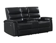 Motion sofa upholstered in black performance-grade leatherette additional photo 3 of 4