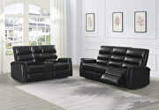 Motion sofa upholstered in black performance-grade leatherette by Coaster additional picture 4