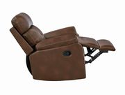 Brown leatherette recliner sofa in casual style additional photo 2 of 10