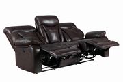 Casual dark brown leatherette motion sofa additional photo 5 of 9