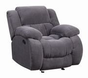 Charcoal gray fabric motion reclining sofa additional photo 2 of 5