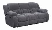 Charcoal gray fabric motion reclining sofa additional photo 5 of 5