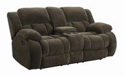 Brown fabric reclining sofa additional photo 4 of 6
