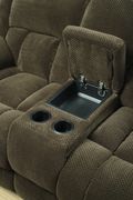 Brown fabric reclining sofa additional photo 5 of 6