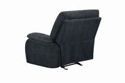 Glider recliner in dark navy blue chenille fabric by Coaster additional picture 2