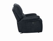 Glider recliner in dark navy blue chenille fabric by Coaster additional picture 3