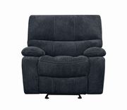Glider recliner in dark navy blue chenille fabric by Coaster additional picture 7