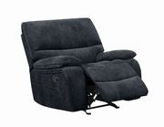 Glider recliner in dark navy blue chenille fabric by Coaster additional picture 8