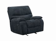 Glider recliner in dark navy blue chenille fabric by Coaster additional picture 9