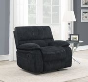 Glider recliner in dark navy blue chenille fabric by Coaster additional picture 10