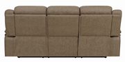 Casual tan motion reclining sofa additional photo 3 of 6