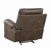Glider recliner in faux brown suede fabric by Coaster additional picture 2